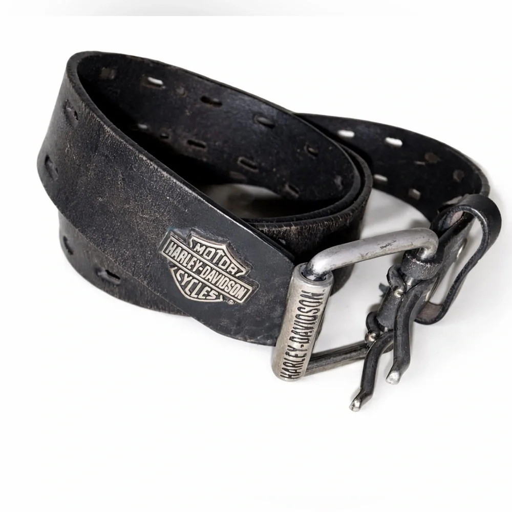 Harley Davidson Distressed‎ Leather Belt Biker Grunge Y2K Moto- Size 40